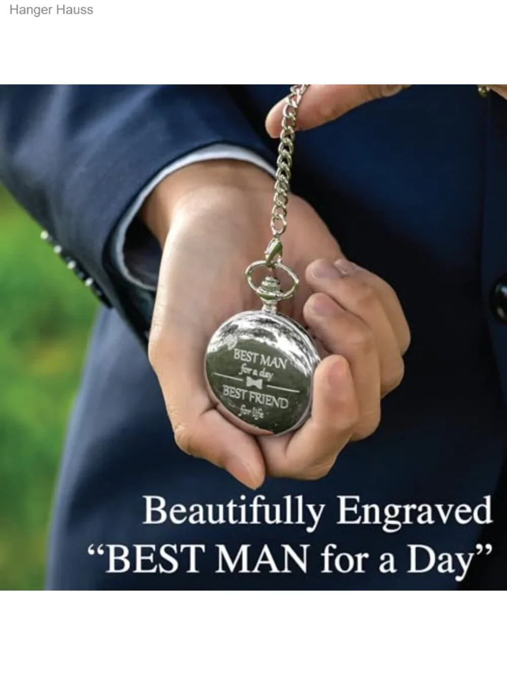 Wedding Pocket Watch Groomsman Gift Engraved Stainless Steel